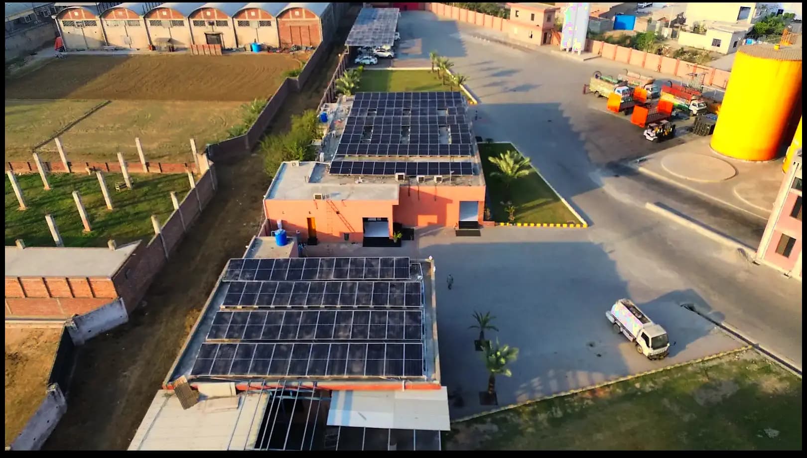 Aerial view of an Exa Engineering utility-scale solar installation